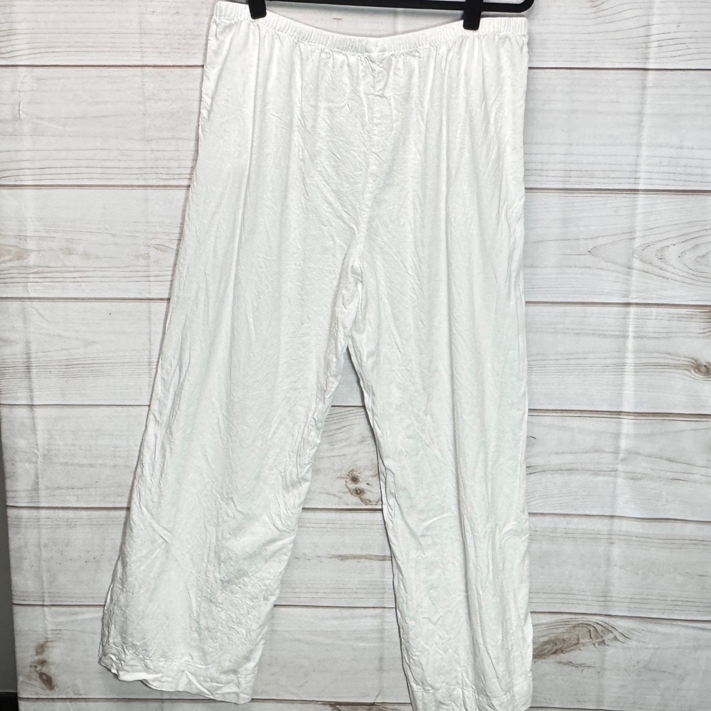 A New Day Womens White Linen Blend  Wide Leg Pants XL Beach Lagenlook Boho - Picture 2 of 6